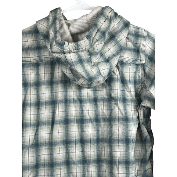 Carhartt Women’s L Plaid Flannel Hoodie‎ Shirt Button Front Hooded Workwear - Picture 6 of 11